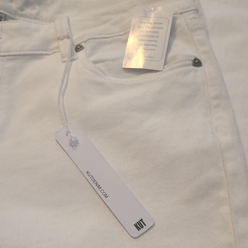 Kut from the Kloth Women's WHITE KIKKI KICK Jeans SZ 14